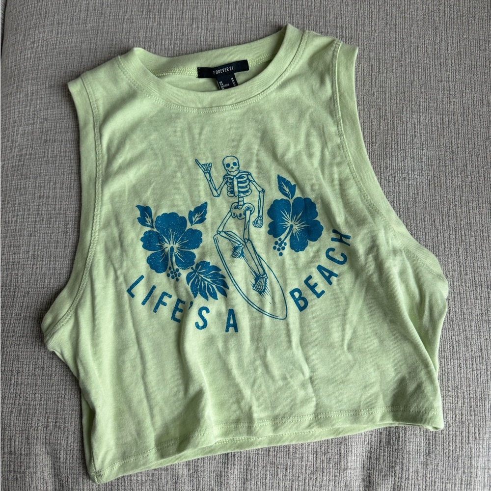 Forever 21 Life’s a Beach Graphic Cropped tank